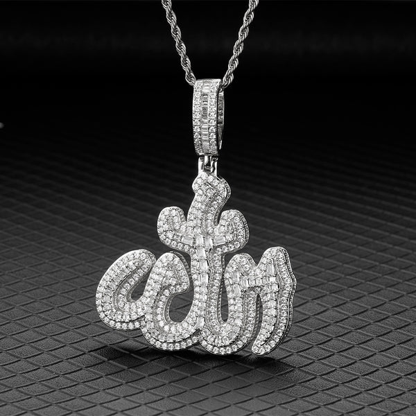 CZ Allah Pendant Necklace with Chain Platinum 18K Gold Plated Muslim Jewelry Islamic Pendant for Men Women