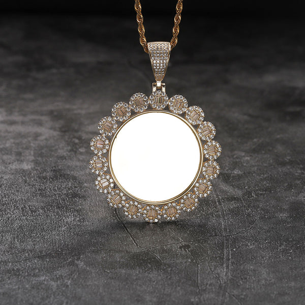 Custom Zircon Photo Necklace Men Women Personalized Sterling Silver Jewelry Customized Any Picture Pendant Mothers or Lover Gift