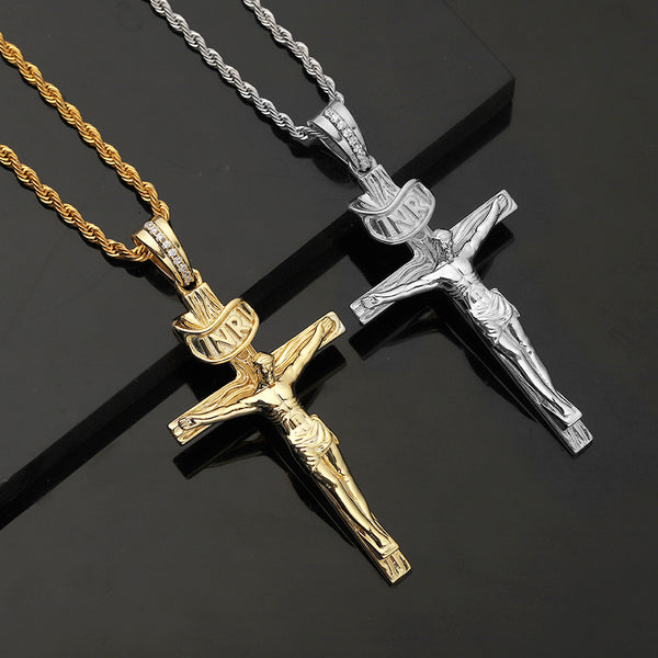 Catholic Cz Cross Pendant Men Sterling Silver 925 Pendant Layer Cross With Diamond