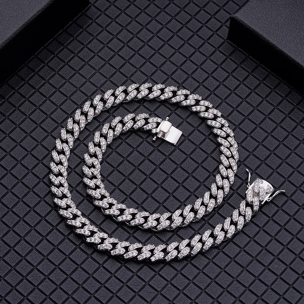 Rose Gold Cuban Link Chain Iced Out Chain Miami Cuban Necklace Bling Diamond Chains Hip Hop Jewelry 12mm For Men Women