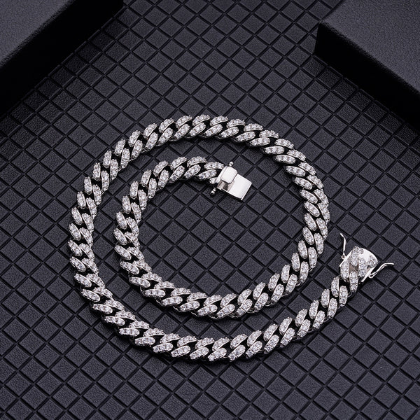 Rose Gold Cuban Link Chain Iced Out Chain Miami Cuban Necklace Bling Diamond Chains Hip Hop Jewelry 12mm For Men Women