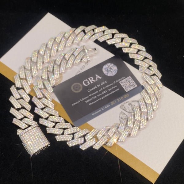 Iced Out 925 Silver Reasonable Price VVS D Color Moissanite Diamonds Cuban Link Necklace