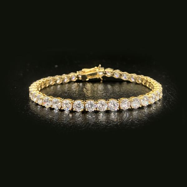 14K Gold Plated 4mm Cubic Zirconia Classic Tennis Bracelet 925 Sterling Silver Bracelets for Women | Size 6.5-7 Inch