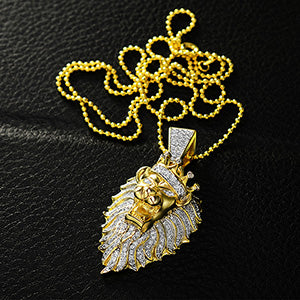 925 Silver Icy Moissanite Roaring Lion Head Pendants