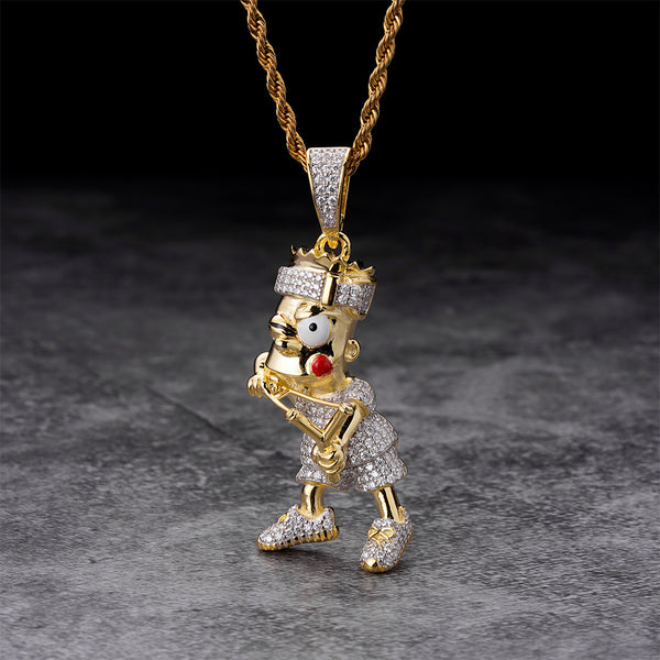 Hip Hop Diamond Iced Out Zircon Cartoon Pendant Charm 925 Sterling Silver Necklace for Men WomenHip Hop Diamond Iced Out Zircon Cartoon Pendant Charm 925 Sterling Silver Necklace for Men Women