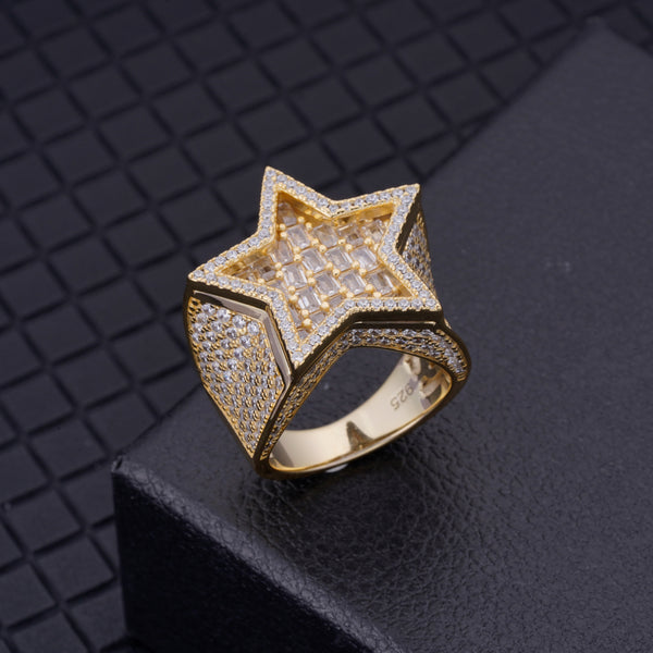 925 Sterling Silver Art Star Of David Men Ring