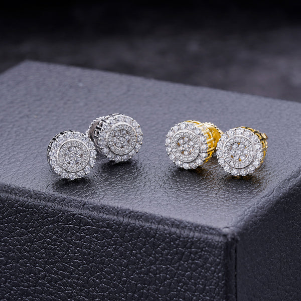 Vintage Wholesale Price Diamonds 14K Pure Gold Plated Silver Flower Stud Earrings For Womens