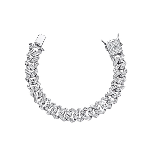Fashionable Silver Miami Moissanite Diamond 14MM 14K Solid Gold Cuban Link Bracelet