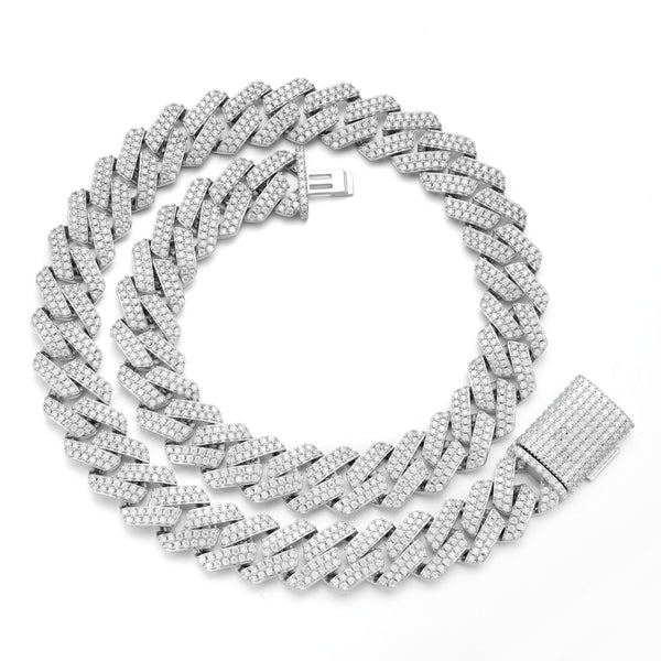 VVS Moissanite Diamonds Silver 925 Prong 16mm Cuban Link Chain Necklaces For Mens