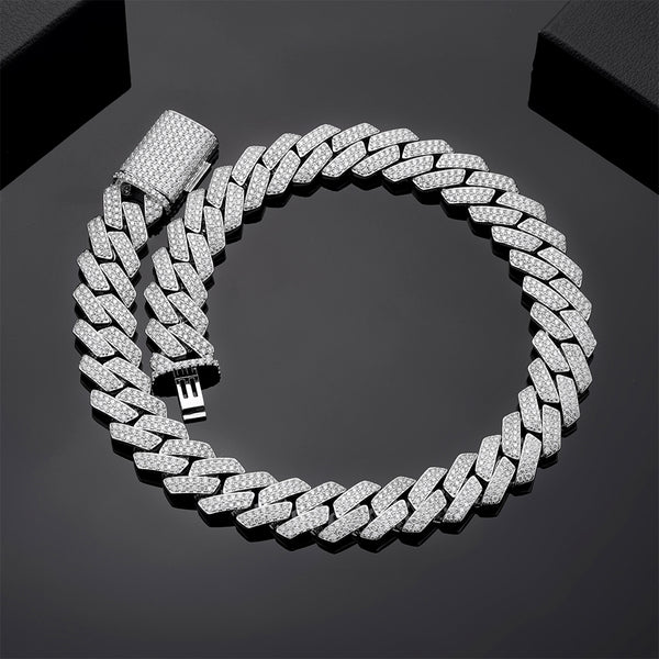 Hip Hop VVS Moissanite 925 Stelring Silver Cuban Chain Necklaces
