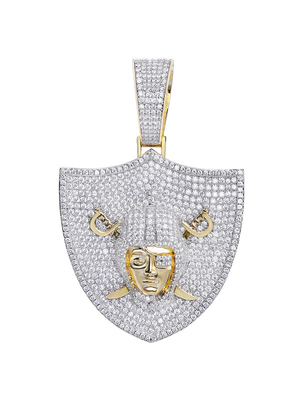 Iced Out Pendants Shield Necklace Hip Hop Iced Out Chain Rap Punk Rock Club Disco CZ Diamond Bling Costume Boys Jewelry for Men