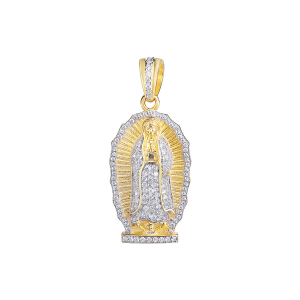 Miraculous Blessed Virgin Mary Mother Sterling Silver Italian Diamond Medal Pendant Catholic Made in China