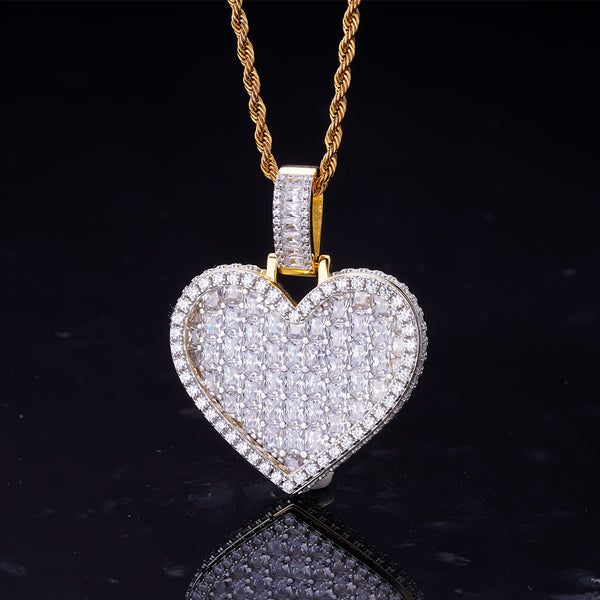 925 Silver Iced Out Heart Pendant Fashion Hip Hop Jewelry Necklaces For Women