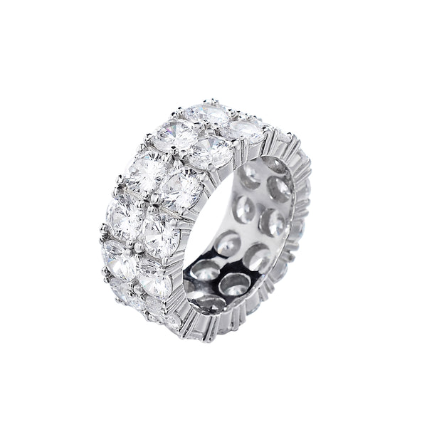 Iced Out Mens Wedding VVS Silver Moissanite Rings