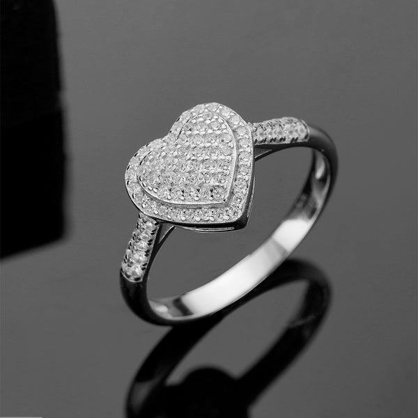 Classic Double Heart Stone 925 Silver Finger Rings Women'S Diamond Heart Engagement Ring For Girls
